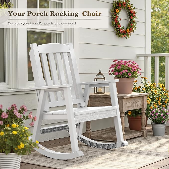 Greesum Outdoor Rocking Chair, 300lbs All-Weather Patio Rocker, Rust-Proof & - Image 7