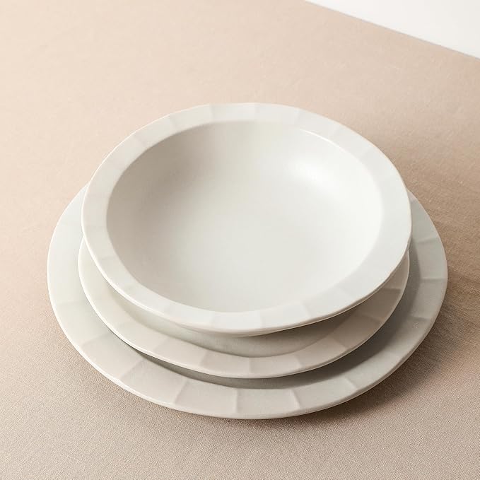 Stone Lain Oasis 4-Piece Salad Plate Set Stoneware, White