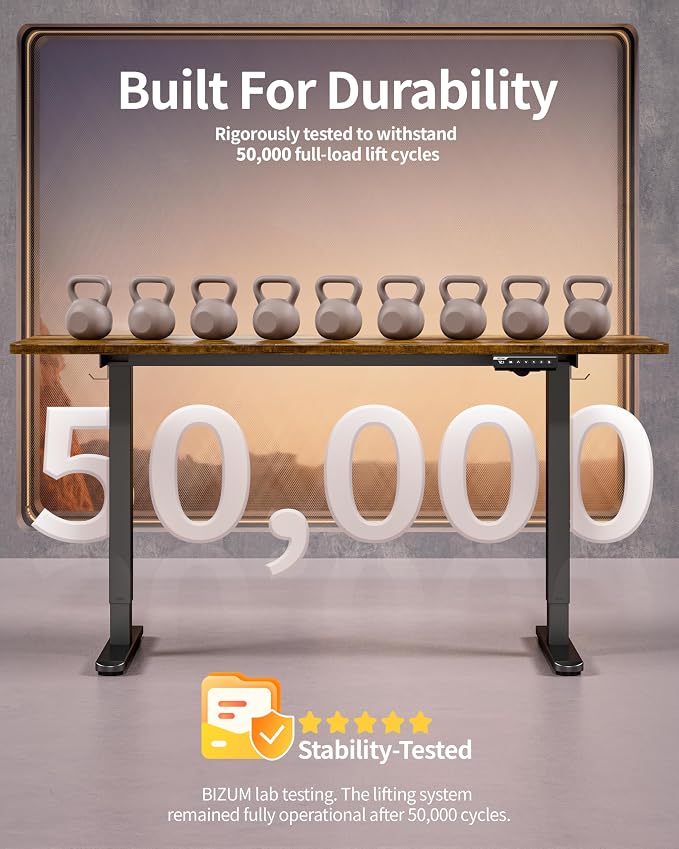 BIZUM Electric Standing Desk 63 x 24 Inch Computer Desk-Gaming Desk Rustic - Image 8