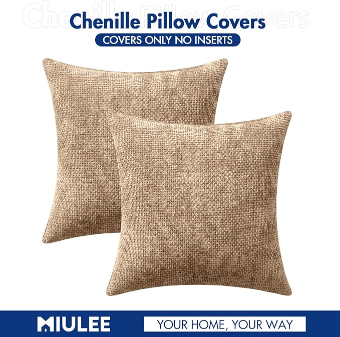 MIULEE Decorative Couch Throw Pillow Covers 18x18 Inch Khaki Camel 2 Pack | - Image 7