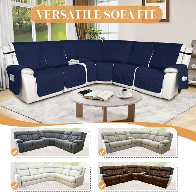 HDCAXKJ 100% Waterproof Reclining Sectional Couch Covers L Shape Recliner Sofa - Image 6