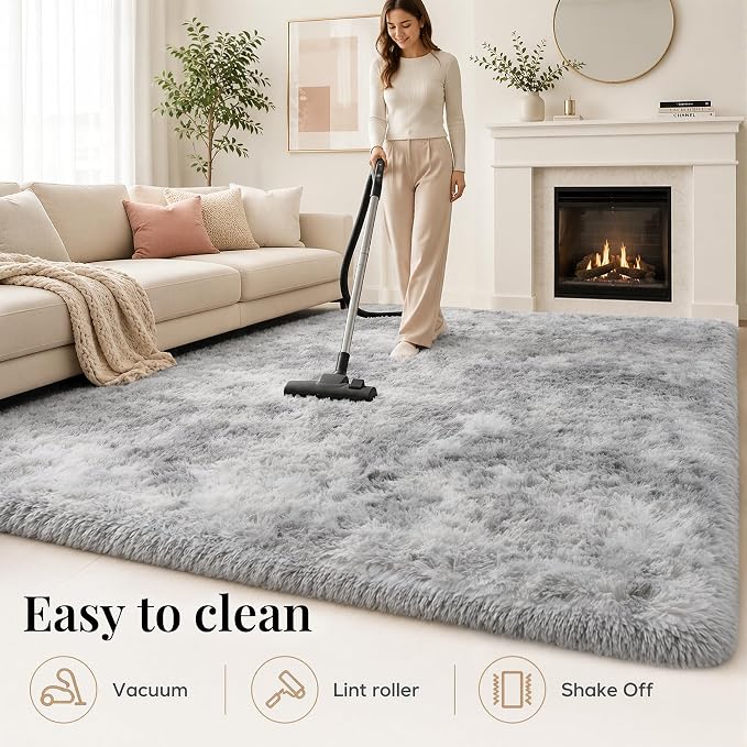 PLHXFR 8x10 Area Rugs Living Room: Fluffy Bedroom Shag Rug Light Grey | Upgrade - Image 9