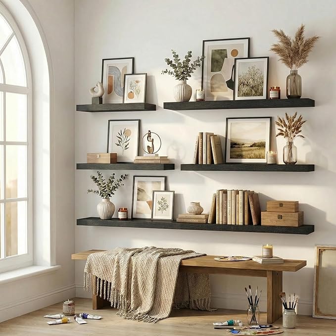 12 inch Deep Floating Shelves for Wall, 24 inch Wide Engineered Wood Wall - Image 7