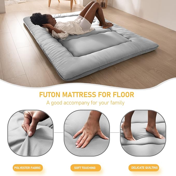 MAXYOYO Japanese Floor Mattress Futon Mattress, Thicken Futon Roll Up Guest - Image 9