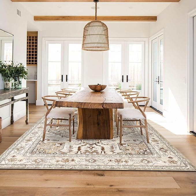 Yamaziot Area Rug 8x10, Non-Slip Washable Boho Vintage Living Room Bedroom Rug - Image 8