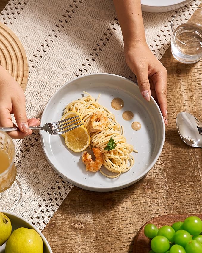 famiware Milkyway 33 oz Bowl Set, Pasta Bowls Set of 6, Salad Bowls Perfect for Your Friend for Housewarming, Thanksgiving, Christmas, Light Gray