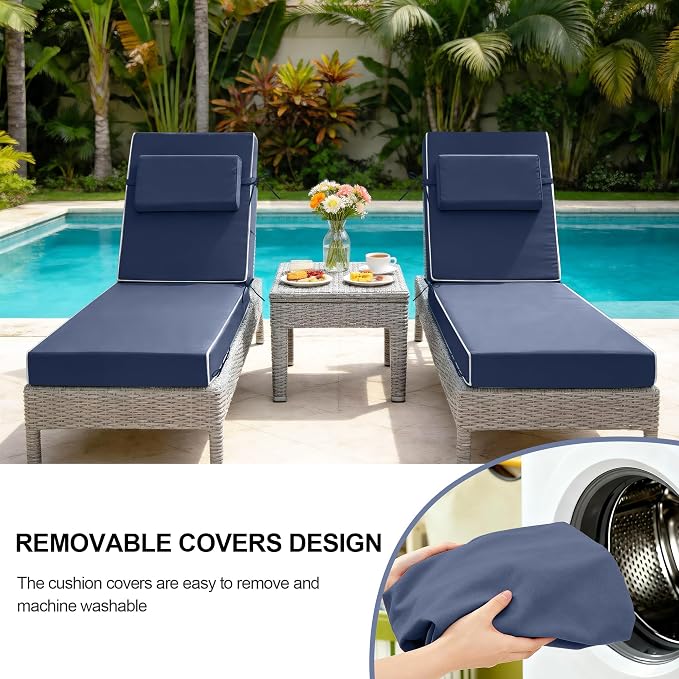 Chaise Lounge Cushions Outdoor 80x26x6 Inch, Fade Resistant 6'' Thicken Outdoor - Image 8