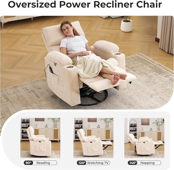 Rocking Chair Nursery with Adjustable Armrests, Electric Glider Recliner - Image 8