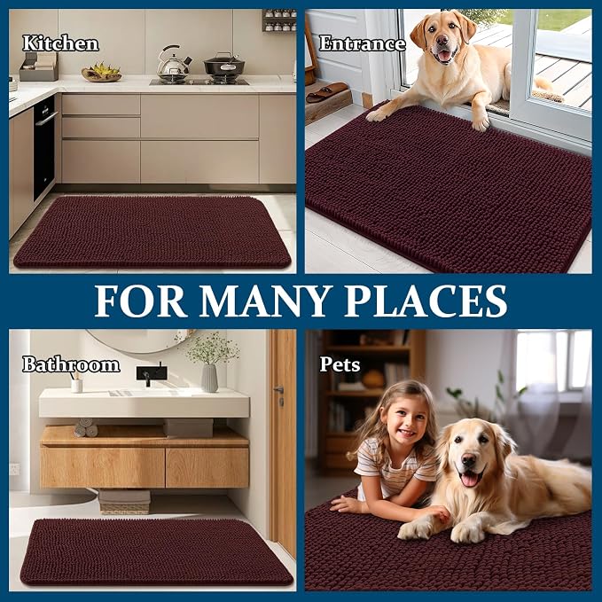 OLANLY Dog Door Mat for Muddy Paws 30x20, Super Absorbent Chenille Mud Mat | - Image 8