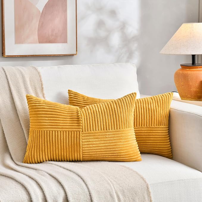 Fancy Homi 2 Packs Gold Yellow Lumbar Decorative Throw Pillow Covers 16x24 Inch - Image 5