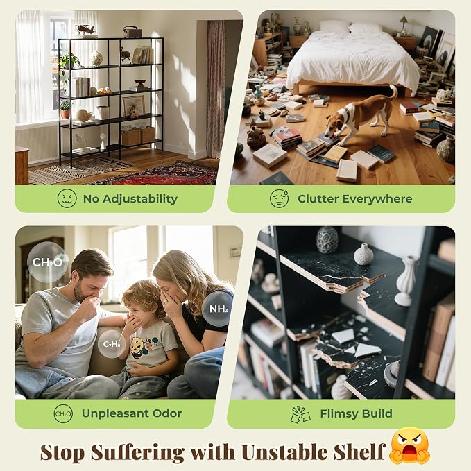 Huuger 6 Tier Bookshelf, L Shaped Corner Bookshelf - Image 8