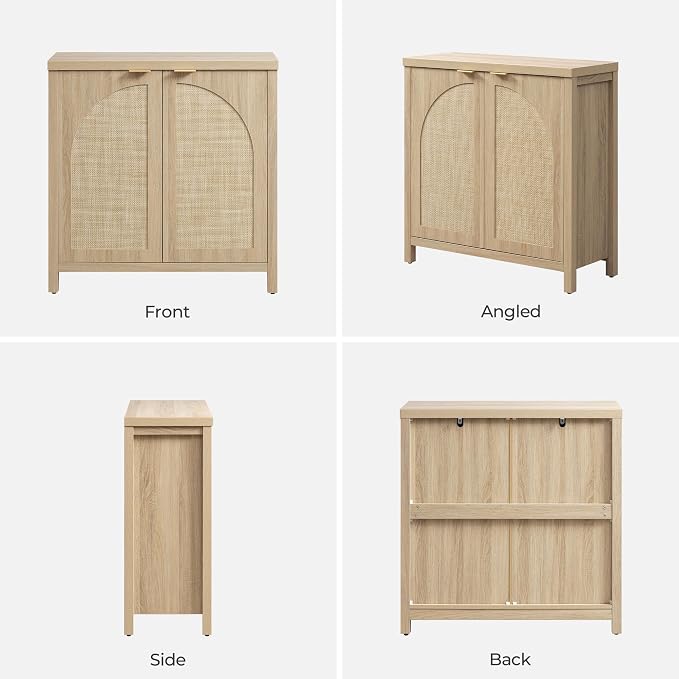 SICOTAS 102"W Rattan Sideboard Buffet Cabinet Set of 3, Mid Century Modern - Image 9
