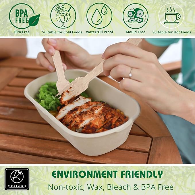 KOELHO'S Pre-Rolled Bamboo Cutlery Set 24-Pack 96 PCS | Bamboo Disposable Utensils 100% Biodegradable and Eco-Friendly | Wooden Utensils Disposable for Parties, Weddings, and Events