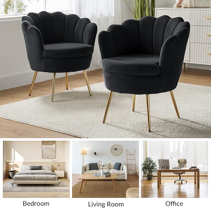 HULALA HOME Modern Velvet Accent Chairs Set of 2 - Image 7
