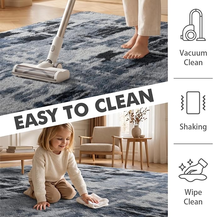 5x7 Ft Large Shag Rugs for Bedroom Living Room, Tie Dyed Ultra Soft Fluffy - Image 7