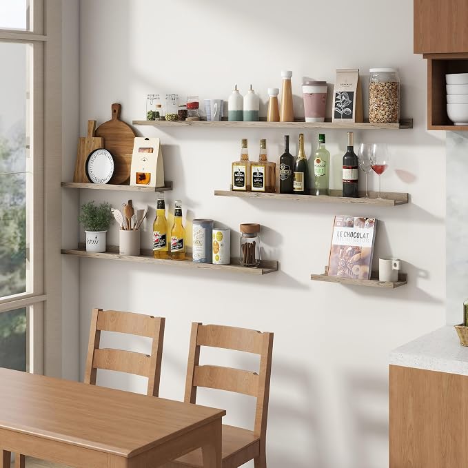 Floating Picture Ledge Shelves for Wall Set of 8, 16 Inch Wall Shelves - Image 7