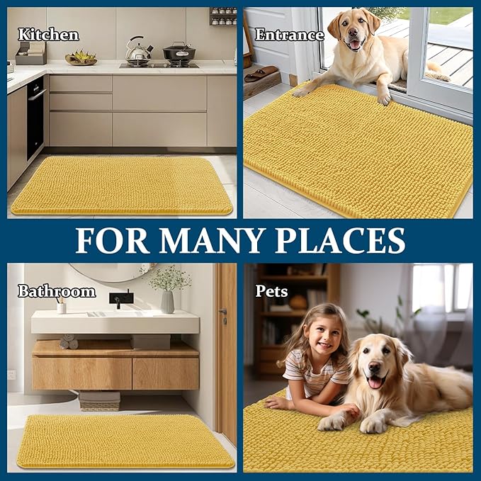 OLANLY Dog Door Mat for Muddy Paws 47x20, Super Absorbent Chenille Mud Mat | - Image 8