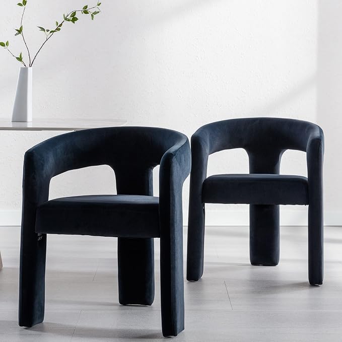 RIVOVA Modern Barrel Dining Chair, Velvet Upholstered Accent Side Chair - Image 7