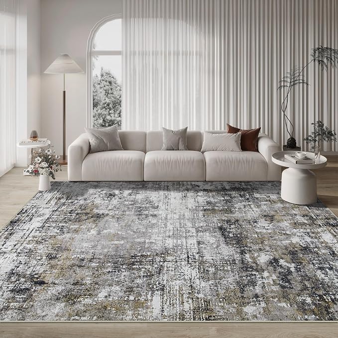 Aelenmu 10x14 Area Rugs for Living Room Dining Room Washable Black Gold | Soft - Image 9