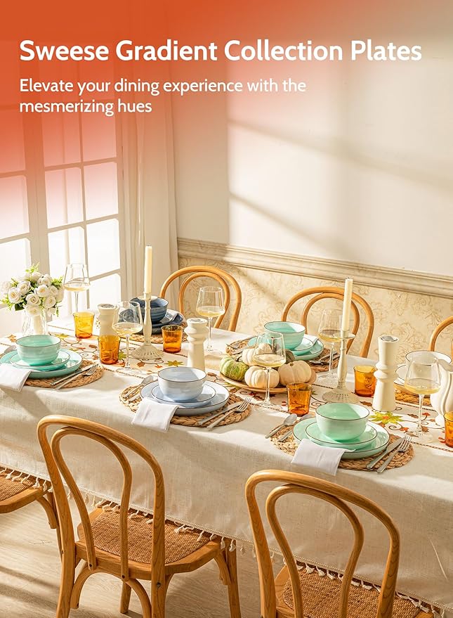 Sweese Porcelain Dessert Plates 7.4 Inch - Round Salad/Appetizer Plate Set, Microwave Dishwasher Safe, Set of 6, Cool Assorted Colors