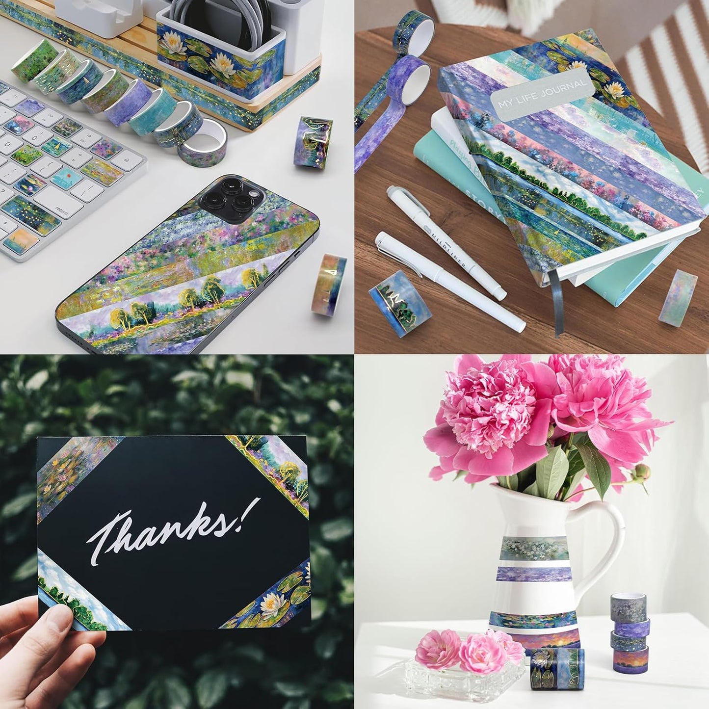 27 Rolls Monet Gold Foil Vintage Washi Tape Set - Decorative Masking Tapes for Scrapbooking, Journaling, Crafts, School Supplies