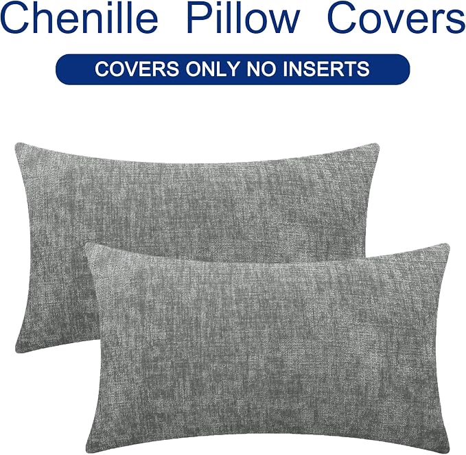 CaliTime Decorative Couch Throw Pillow Covers 26 X 16 Inches Medium Grey | Pack - Image 6