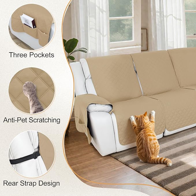 HDCAXKJ 100% Waterproof Reclining Sectional Couch Covers L Shape Recliner Sofa - Image 7