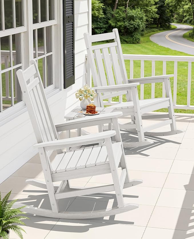KINGYES Oversized Outdoor Rocking Chair Set of 6, All-Weather Patio Rocking - Image 9
