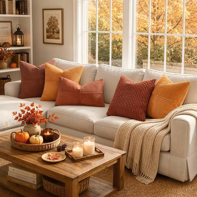 MIULEE Fall Burnt Orange Decorative Lumbar Throw Pillow Covers 12x20 Inch | 2 - Image 6