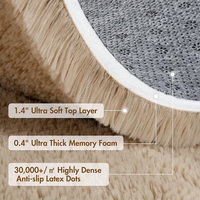 8x10 Ft Extra Large Shag Beige Rugs - Image 8