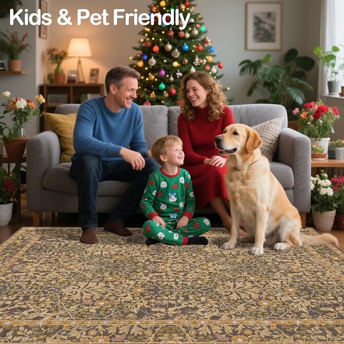 8x10 Washable Area Rugs for Living Room, Stain Resistant Vintage Rugs for - Image 7