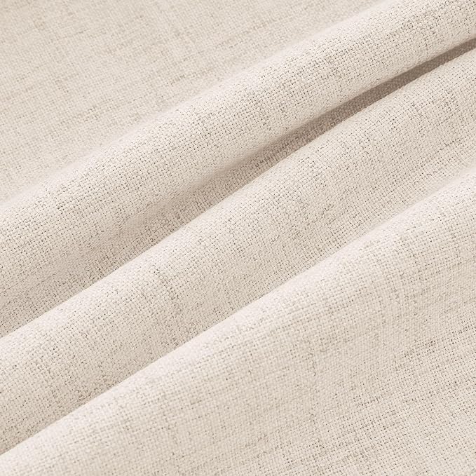 MIULEE 100% Blackout Linen Curtains 42 x 90 Inch Cream Beige 2 Panels | Thermal - Image 9