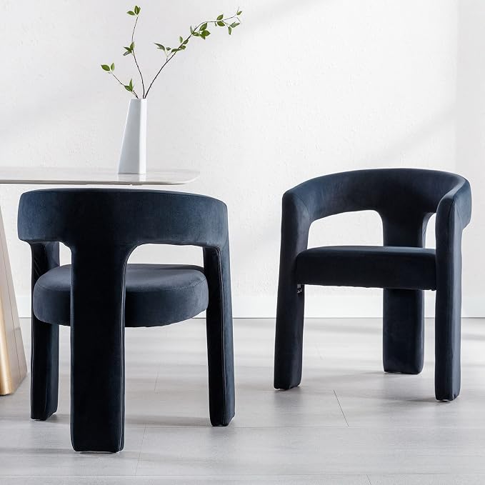 RIVOVA Modern Barrel Dining Chairs Set of 6, Velvet Upholstered Accent Side - Image 7