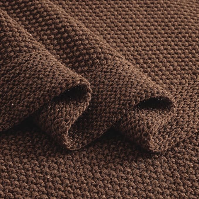 CozeCube Dark Brown Seed Stitch Throw Blanket 50"x60", Farmhouse Decor | Blanket - Image 8
