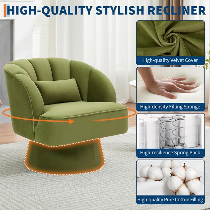Garvee Ultra-Plush Swivel Accent Chair, 360° Barrel Lounge Chair - Image 7