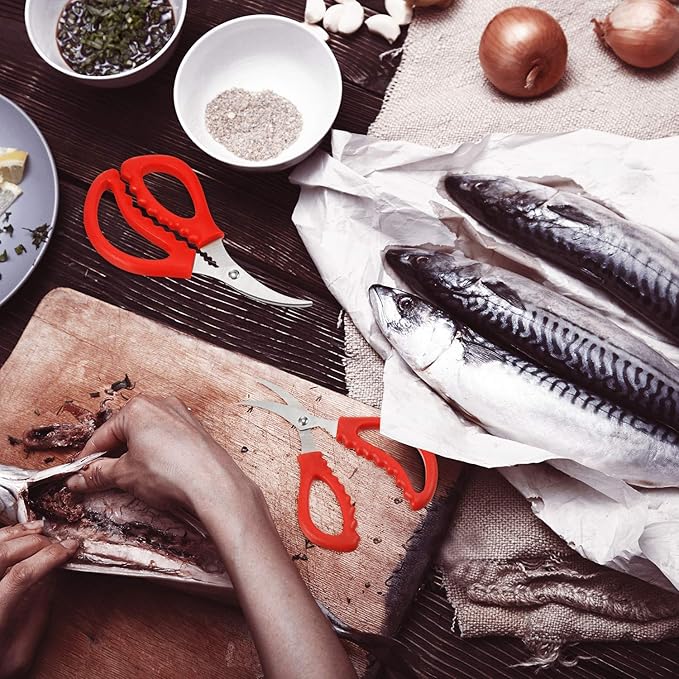 Honoson Kitchen Seafood Scissors Multifunctional Stainless Steel Shears Seafood Fish Crab Shrimp Lobster Scissors for Kitchen Peeling Tools