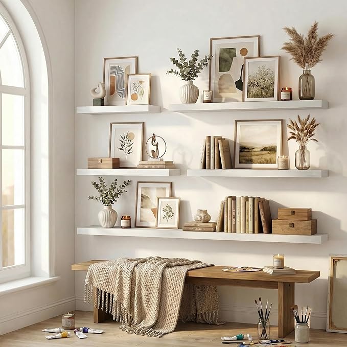 12 inch Deep Floating Shelves for Wall, 48 inch Wide Engineered Wood Wall - Image 7