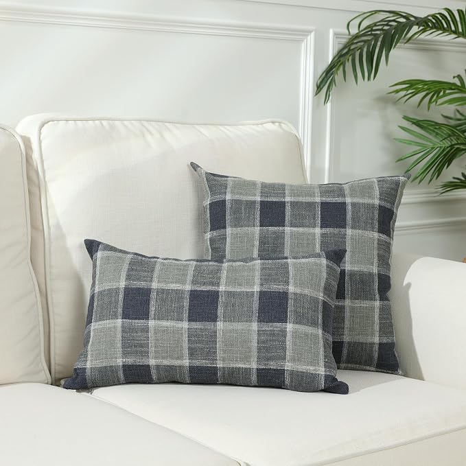 Stellhome Pack of 2 Faux Linen Buffalo Check Throw Pillow Covers, Farmhouse - Image 7