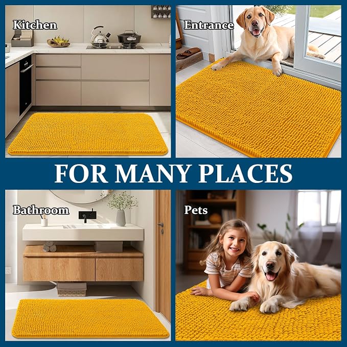 OLANLY Dog Door Mat for Muddy Paws 70x35, Super Absorbent Chenille Mud Mat | - Image 8