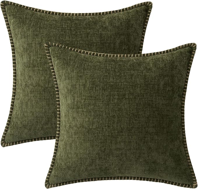 MIULEE Decorative Couch Throw Pillow Covers 18x18 Inch Olive Green 2 Pack | - Image 8