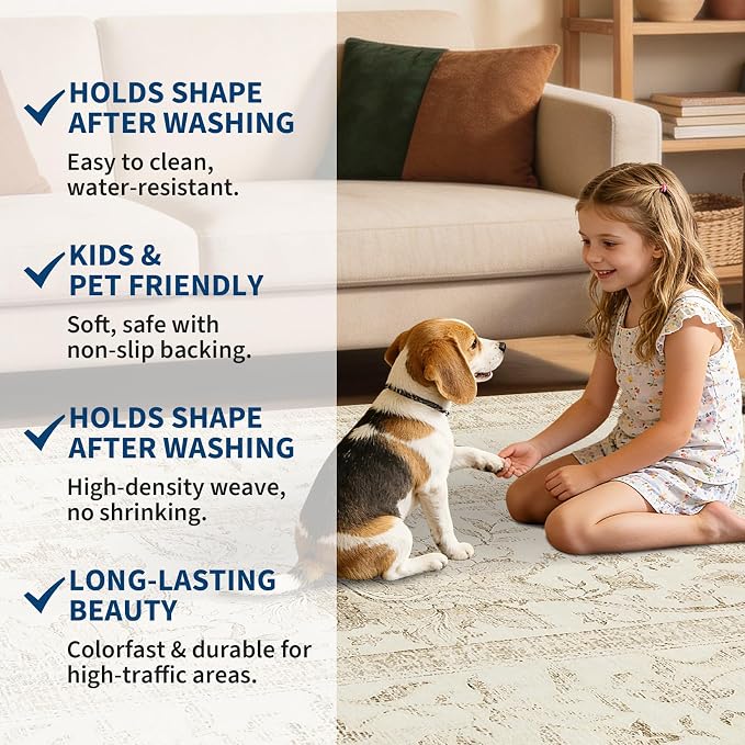 GarveeHome Vintage Beige Area Rug 8x10 - Image 8