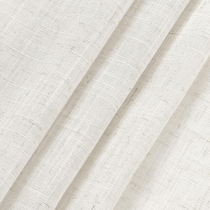 Beige White Linen Curtains 84 Inch Length 2 Panels Set - Image 7