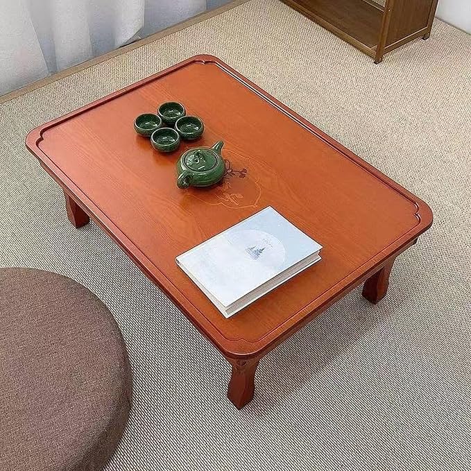 Rectangle Folding Low Coffee Table, Japanese Style Solid Wood Floor Table - Image 6