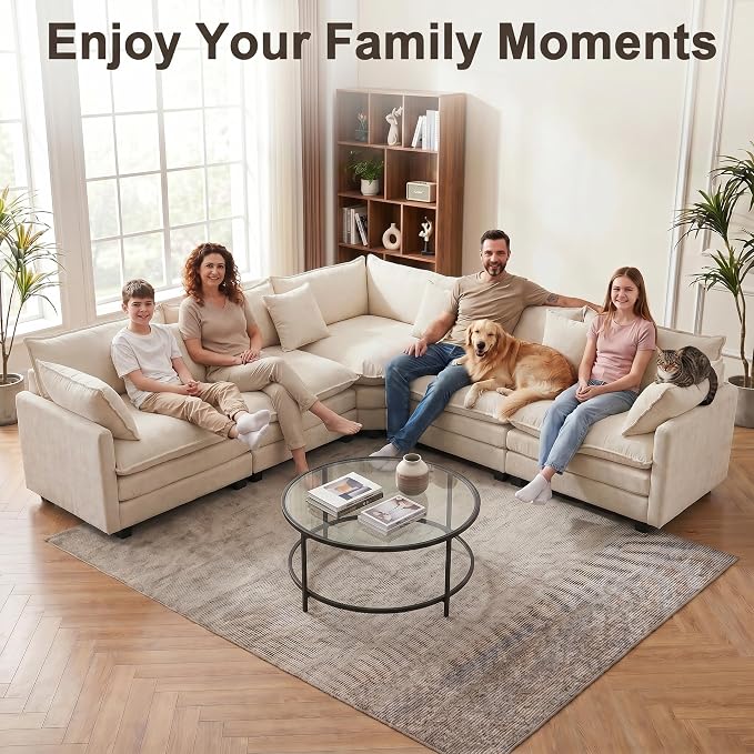 111.4" V-Shaped Corner Couch Sectional|5 Seat Customizable Modular Cloud - Image 7