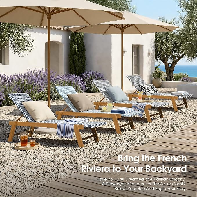 PURPLE LEAF Extra Large Patio Chaise Lounge 2 Pieces French Outdoor Wicker - Image 8
