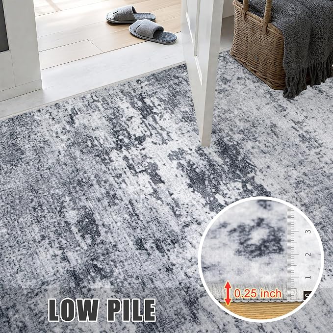 10x12 Area Rug Living Room: Modern Washable Indoor Soft Carpet Grey | - Image 8