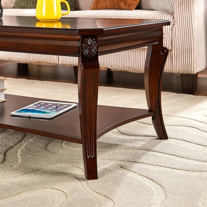Traditional Distressed Farmhouse Style Coffee Table Set, 3-Piece Solid Wood - Image 9