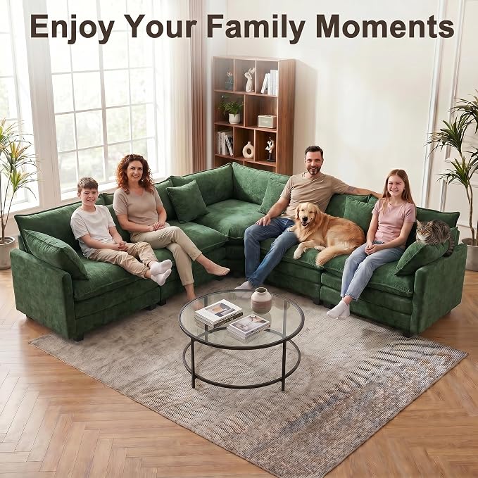 111.4" V-Shaped Corner Couch Sectional|5 Seat Customizable Modular Cloud - Image 7