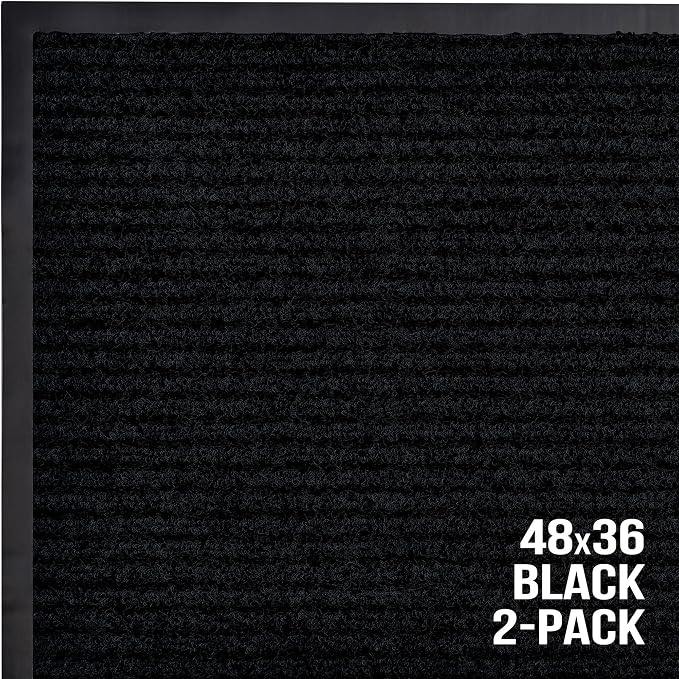 Front Door Mat, Indoor Outdoor Welcome Entryway Muddy Entrance, 48x36 Black | - Image 7