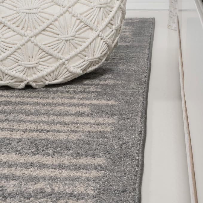 JONATHAN Y Khalil Modern Berber Stripe Gray/Cream Runner Rug, Contemporary - Image 7